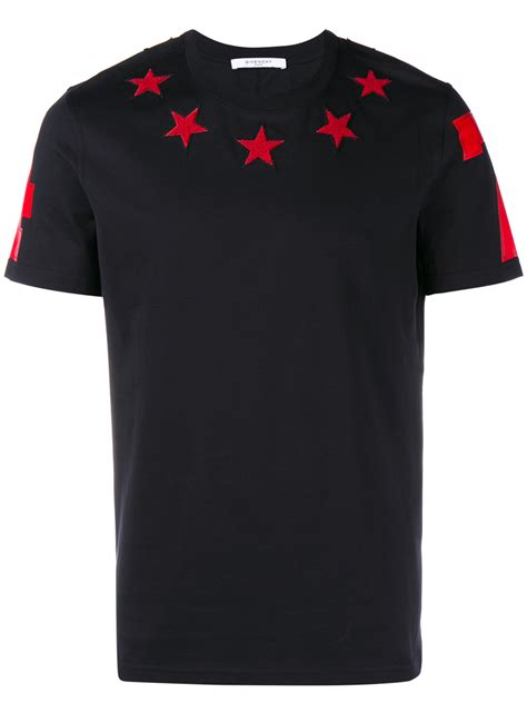 black givenchy t shirt red stars|Givenchy graphic t shirt.